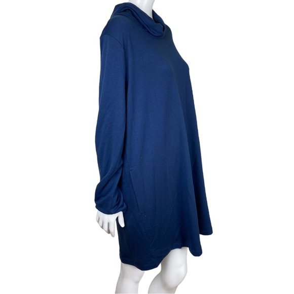 NWOT Purejill Luxe Tencel Cowl Neck Jersey Dress Blue Long Sleeve Pockets XL - Picture 8 of 17